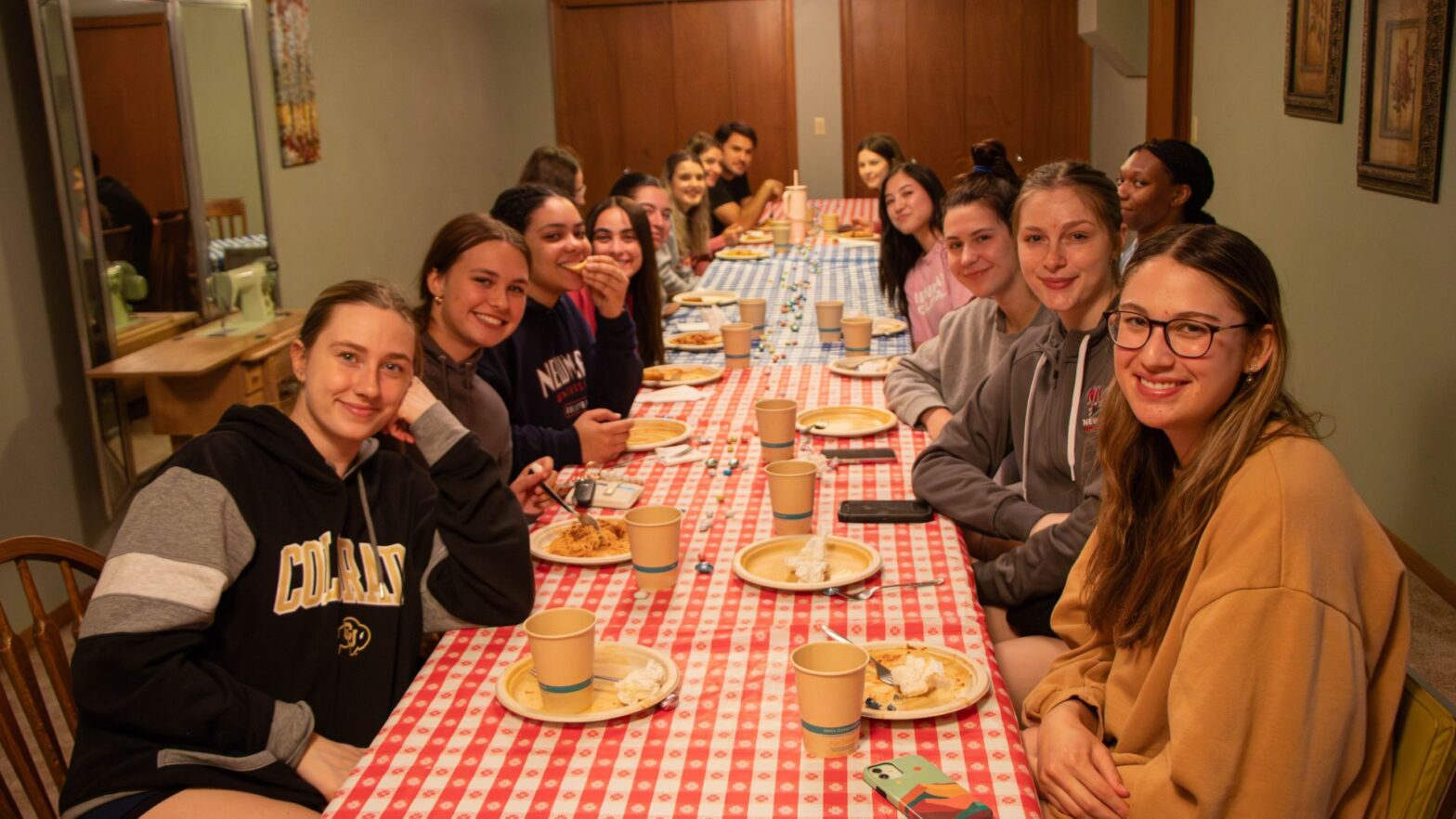 Students gather at The Landing for a Spaghetti Supper hosted by the ASC sisters at Newman University.