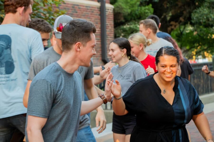 Morrison attends a Campus Ministry swing dance night on Newman University's campus.