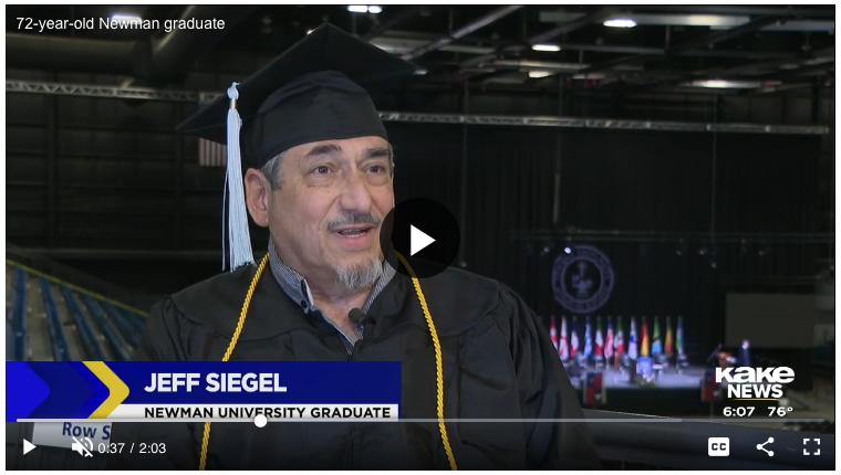 KAKE News interviewed Siegel during Newman University commencement day on May 10.