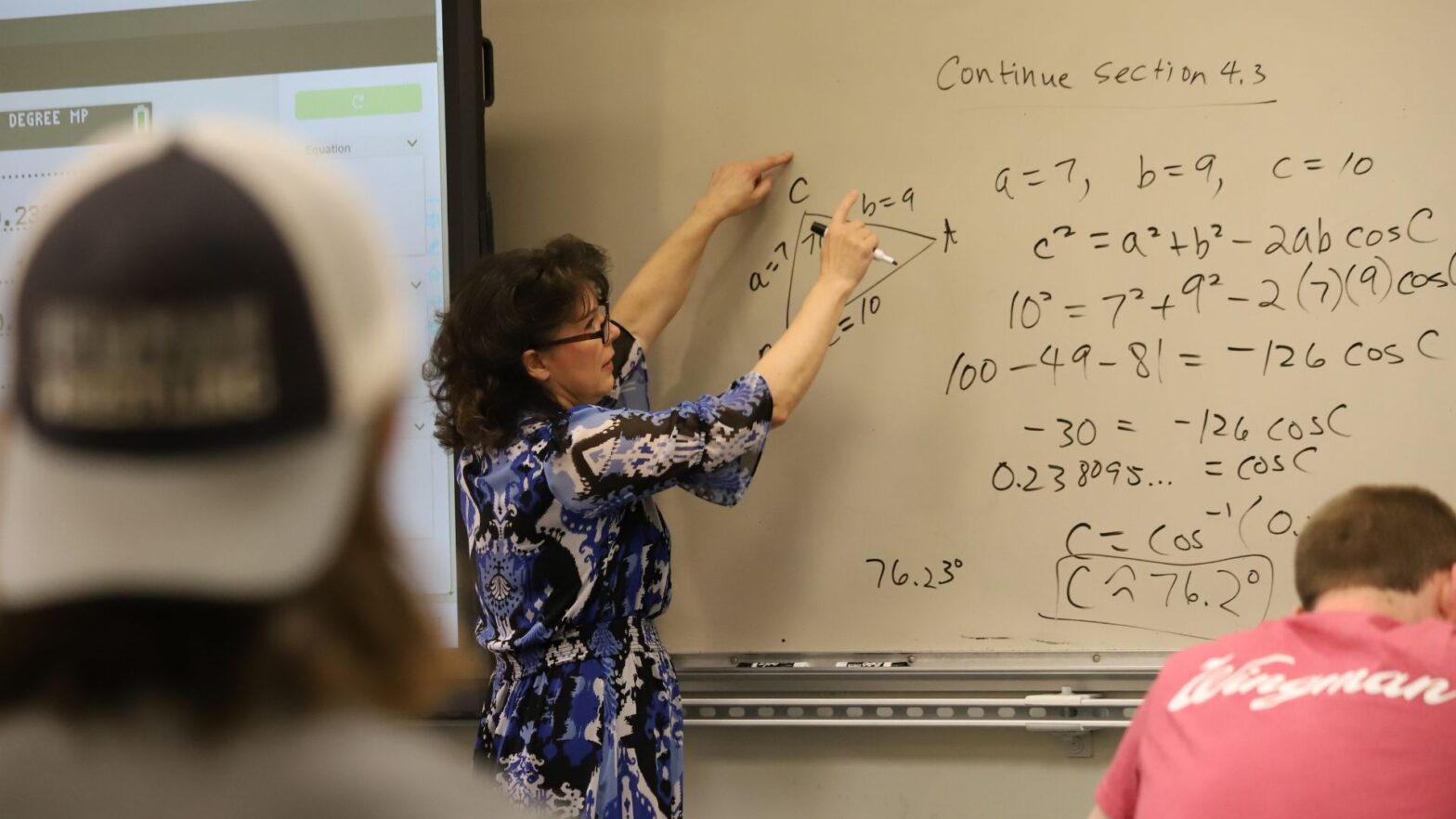 Professor Barbara Sponsel teaches a trigonometry class at Newman University.