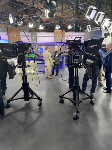 Straub snaps a photo from his viewpoint at the KAKE News studio in Wichita.