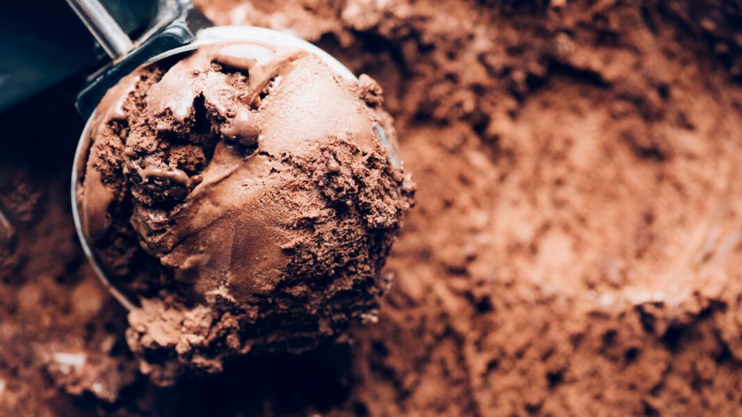 a scoop of chocolate ice cream