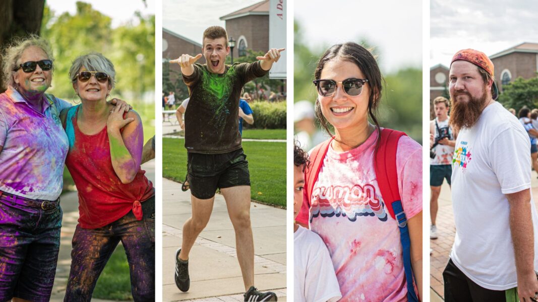 (From left to right) Dean of Students Andi (red shirt), Director of Residence Life Lecki, Director of Multicultural Engagement and Campus Life Reynoso and Director of Student Activities Schoenecker-Prilliman.