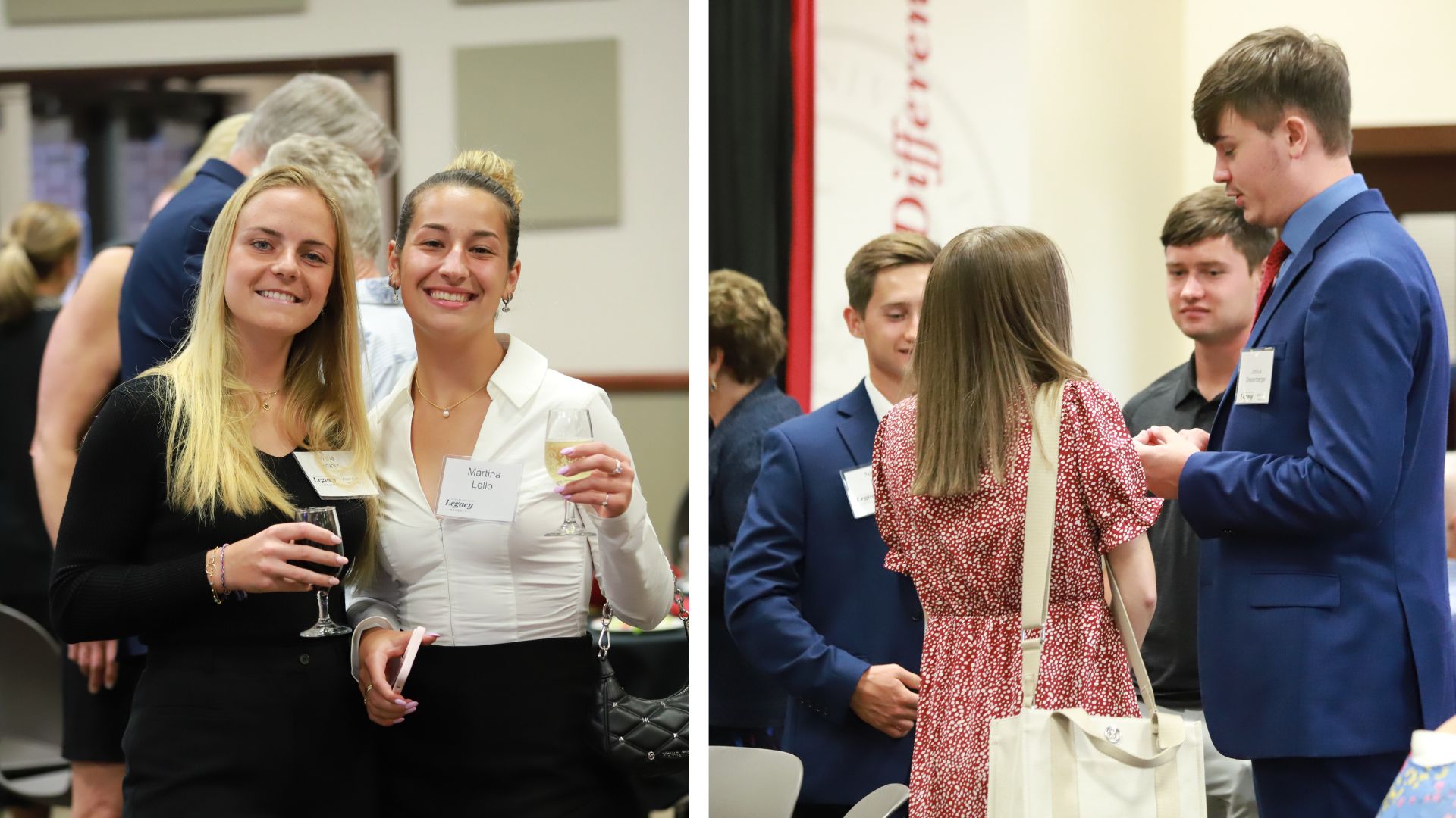 Newman University graduates enjoy a mixer on campus