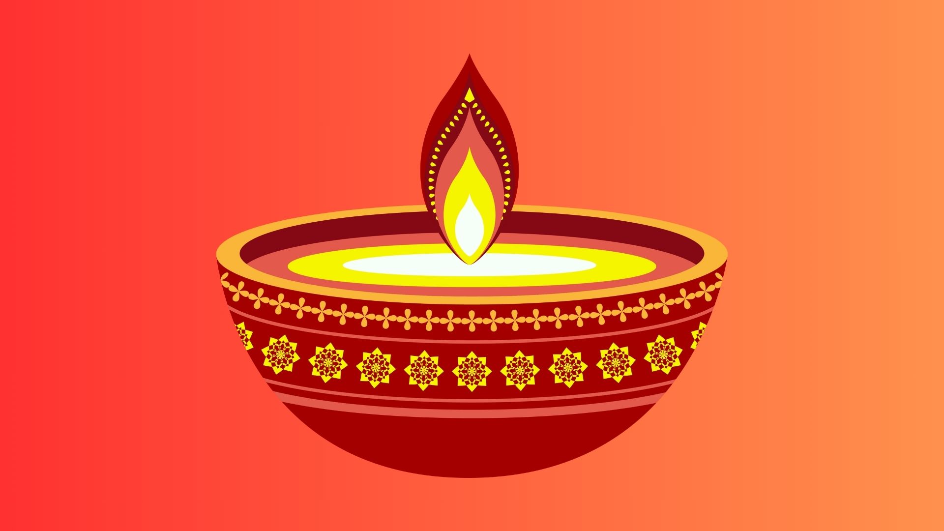 An oil lamp represents the celebration of Diwali