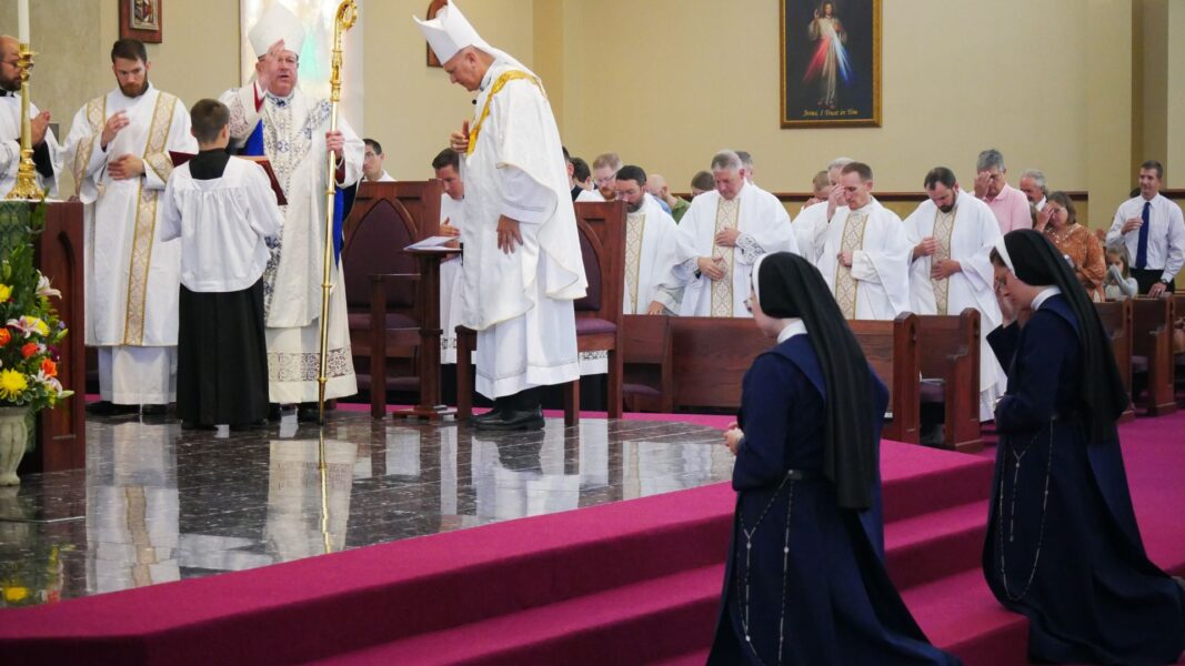 Most Rev. Bishop Carl Kemme blessed the IHM sisters at St. Peter the Apostle in Schulte, Kansas.