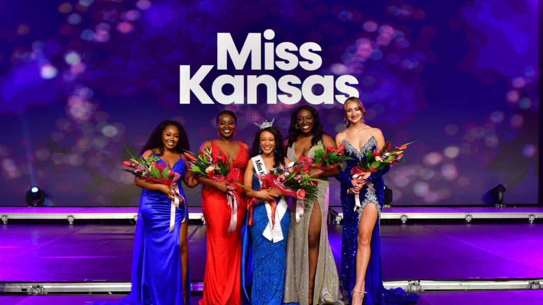 Top five at 2024 Miss Kansas Competition. (From left to right) Tiayla Malholmes, Courtney Price-Dukes, Alexis Smith, Altenor and Hayley Loya-Ruiz.