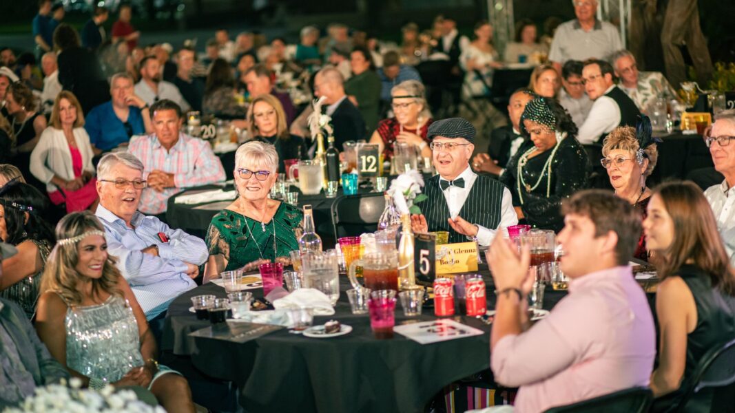 Tables full of supporters fill Founders Plaza at Newman University for the annual Party on the Plaza fundraiser.