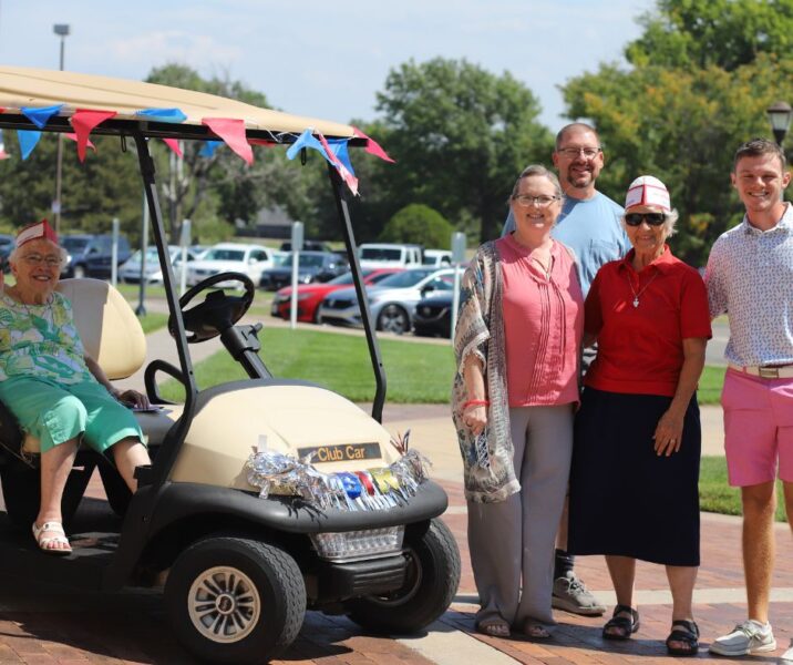 Sister Tarcisia Roths (left) and Sister Therese Wetta (red shirt) welcomed students, staff and faculty with smiles.