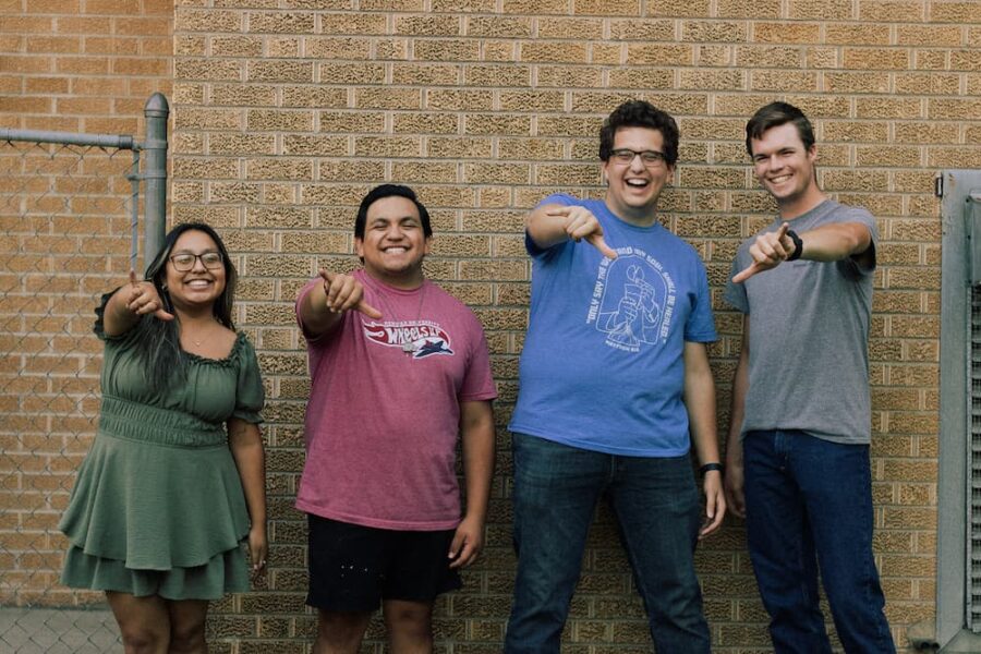 (From left to right) Newman students Arguijo, Nathan Galicia, Paddy Olson and Ben Wemhoff currently volunteer with Vagabond Missions.