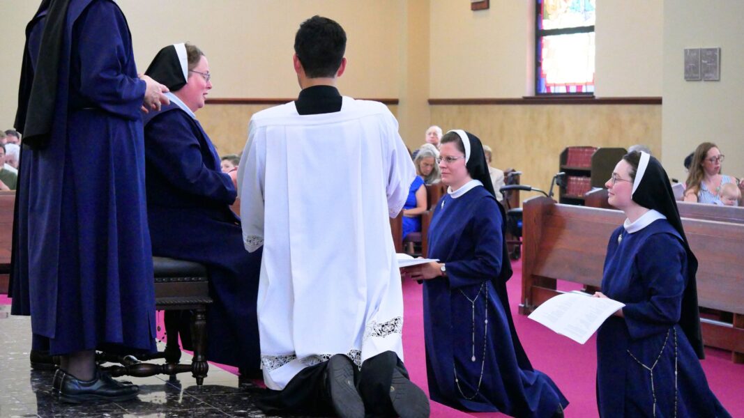 Sister Swantek (center) professed her perpetual vows on July 27.