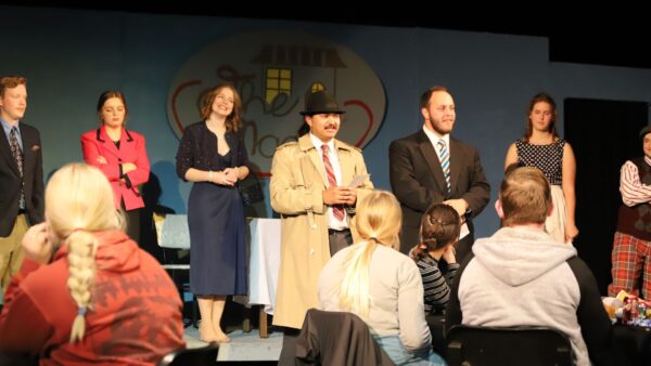 (From left to right) "Murder on the Menu" actors Steven Brown, Emily Pachta, McGrath, Cubias, Jones and Abi Oberley.