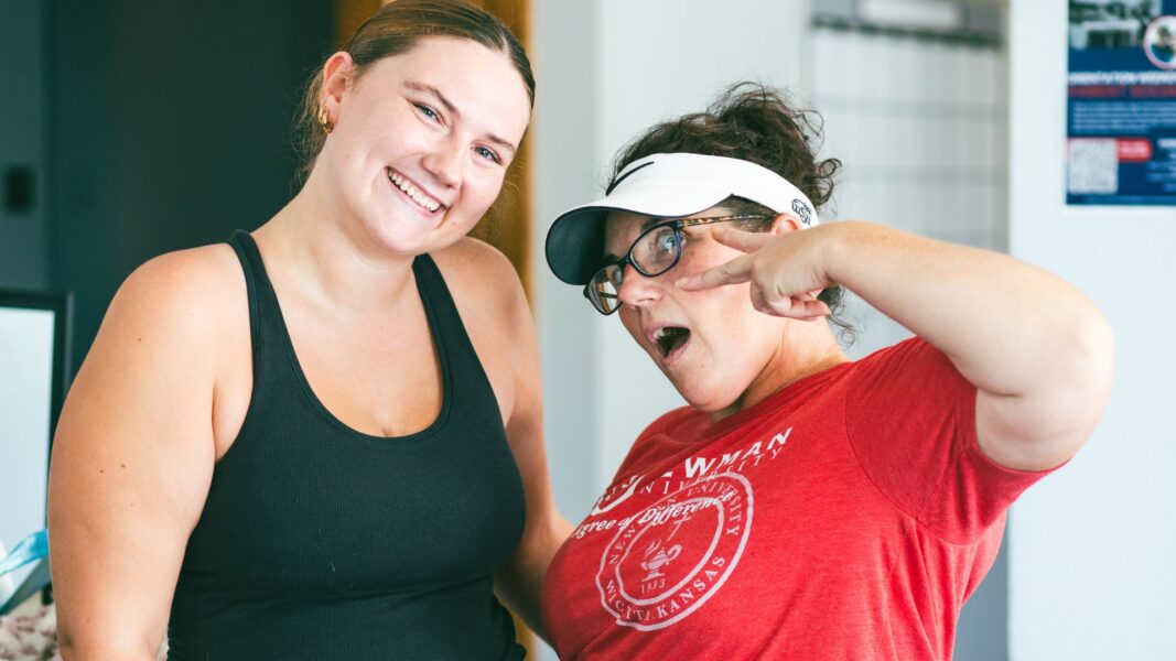 Jocelyn and Kristi Edwards during move-in day at Newman University.