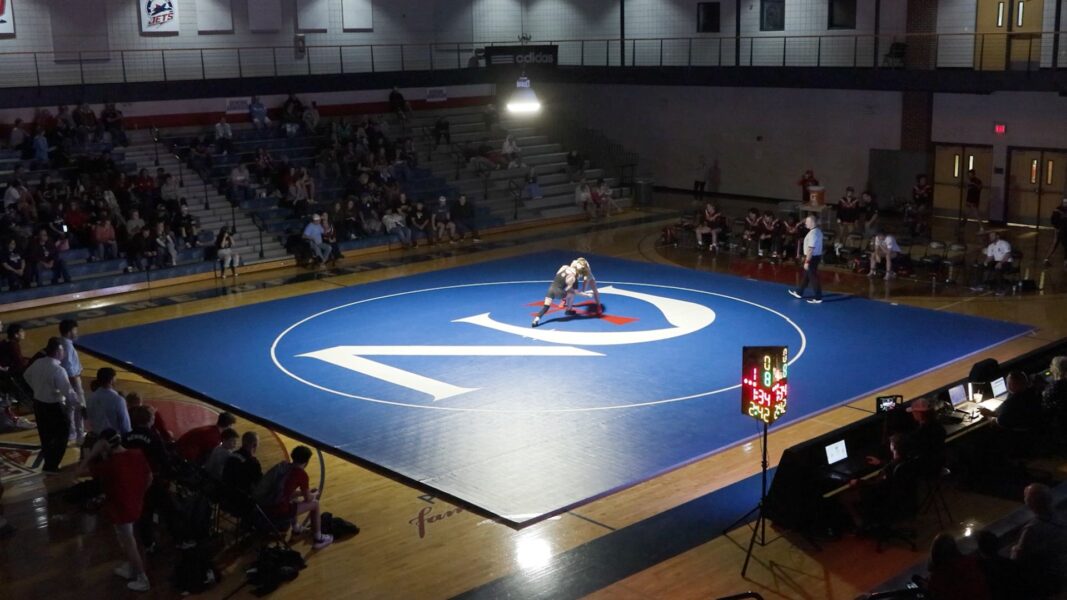 A Newman University wrestling tournament in the Fugate Gym