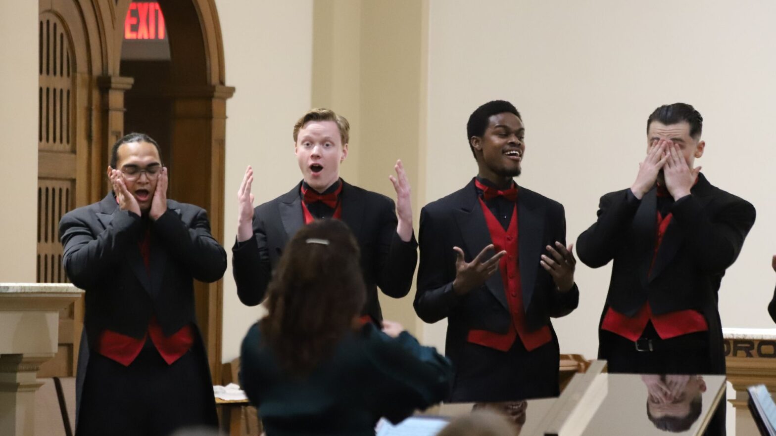 (Second from the right) Lotsu-Morgan performed in the fall concert with the Newman University chorale and troubadours.