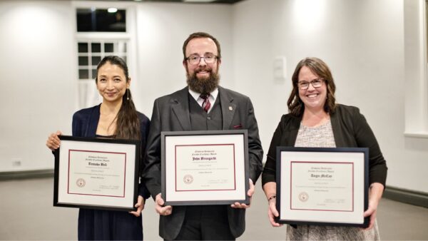 (From left to right) Bell, Brungardt and McCoy with their faculty excellence awards