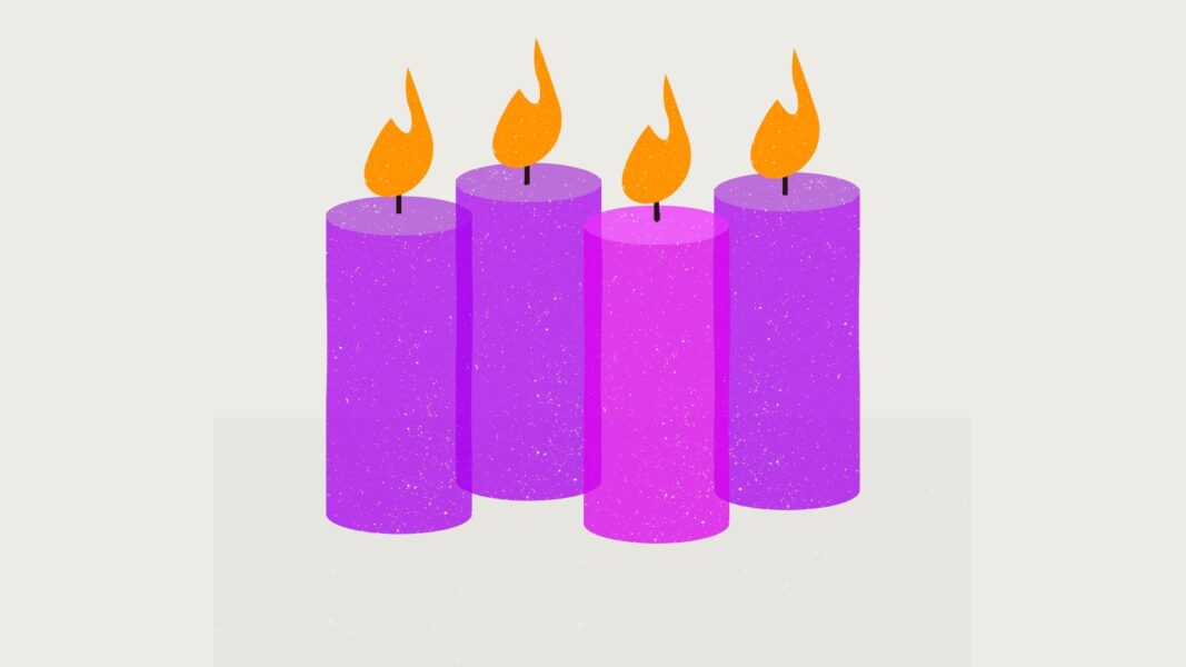 Week four of Advent features four lit candles