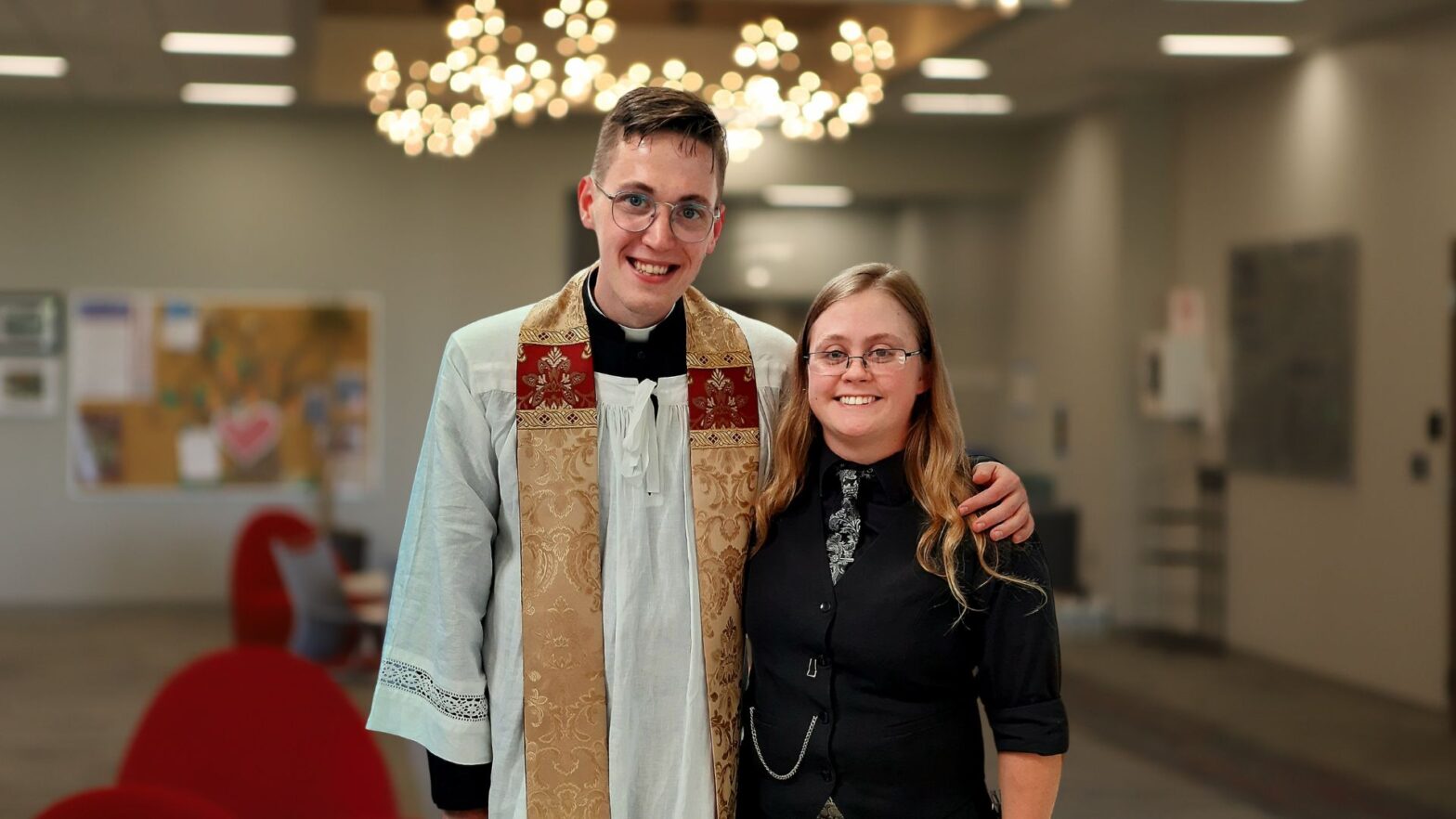 (From left to right) The Rev. Caleb Kuestersteffen '20 and Becker '18.