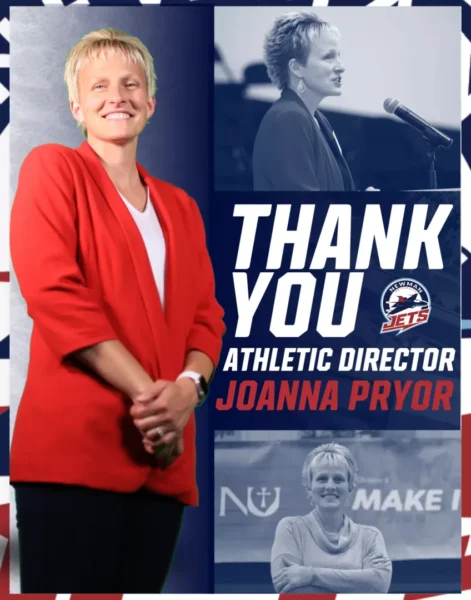 Joanna Pryor pictured with the text "Thank You Athletic Director Joanna Pryor"