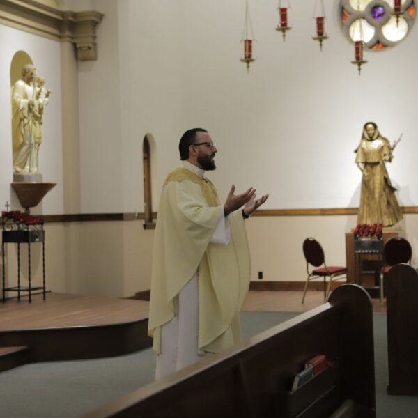 Father Ed Herzog offers Mass on the feast day of St. Maria De Mattias.