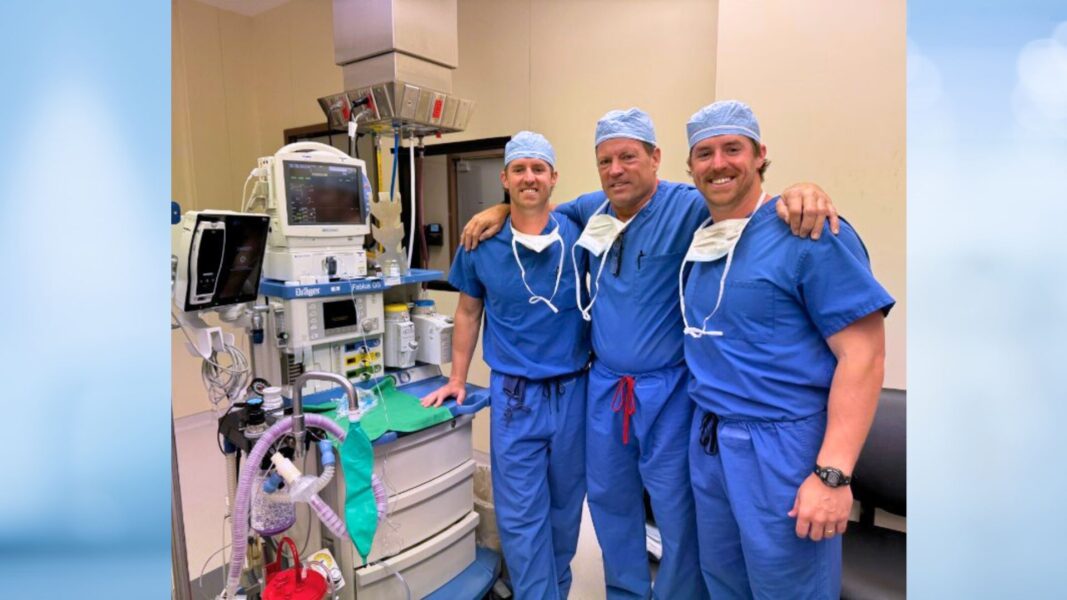 (From left to right) Blake, Robert and Lucas Rawls work together as doctors of nurse anesthesia.
