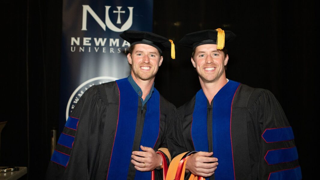 (From left to right) Blake and Lucas on Newman University commencement day in May 2025.