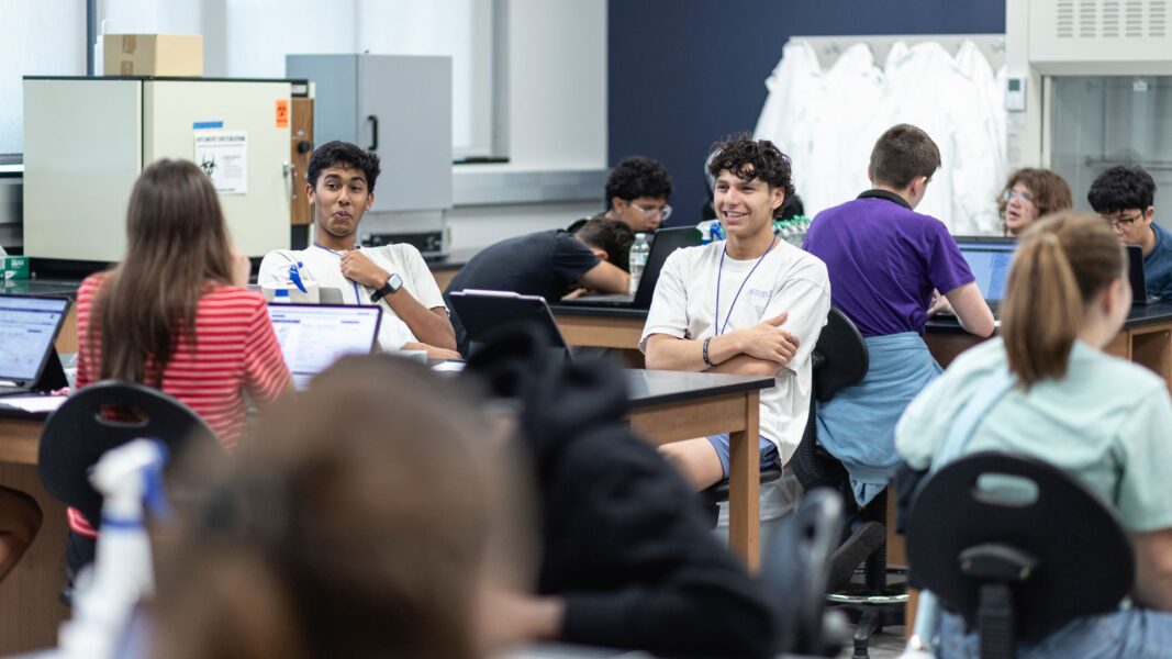 Students fill the labs of the Bishop Gerber Science Center at Newman.