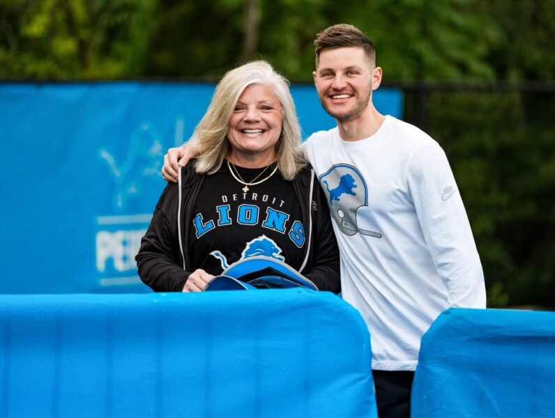 Campbell and his mother at Lions training camp