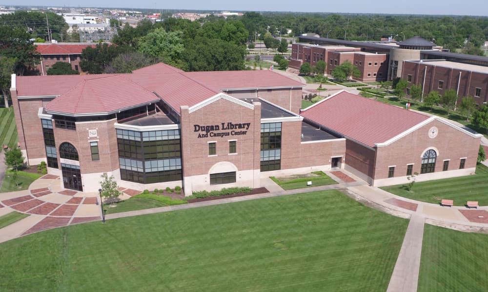Newman University Dugan Library Building aerial