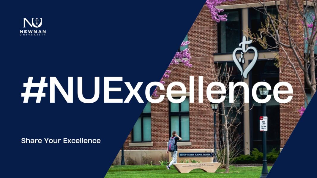 Graphic with front of Bishop Gerber Science Center and hashtag of #NUExcellence
