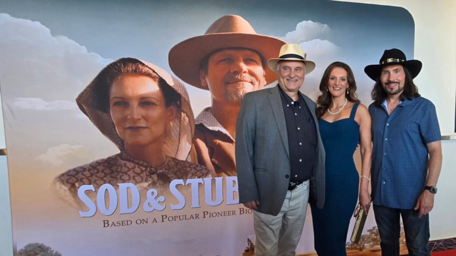 (From left to right) Mark, Brown and Delno Ebie at the premiere of "Sod & Stubble" in Texas.