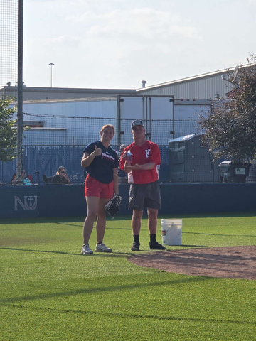 (From right to left) Pearson and Colby served as umpires for the fundraiser softball tournament.