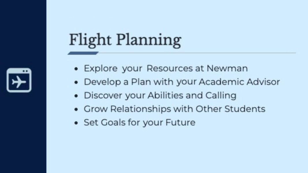 During Flight Planning, students: Explore vocation and purpose

Build a four-year academic plan

Connect with an advisor and peers

Create a vision board for future goals