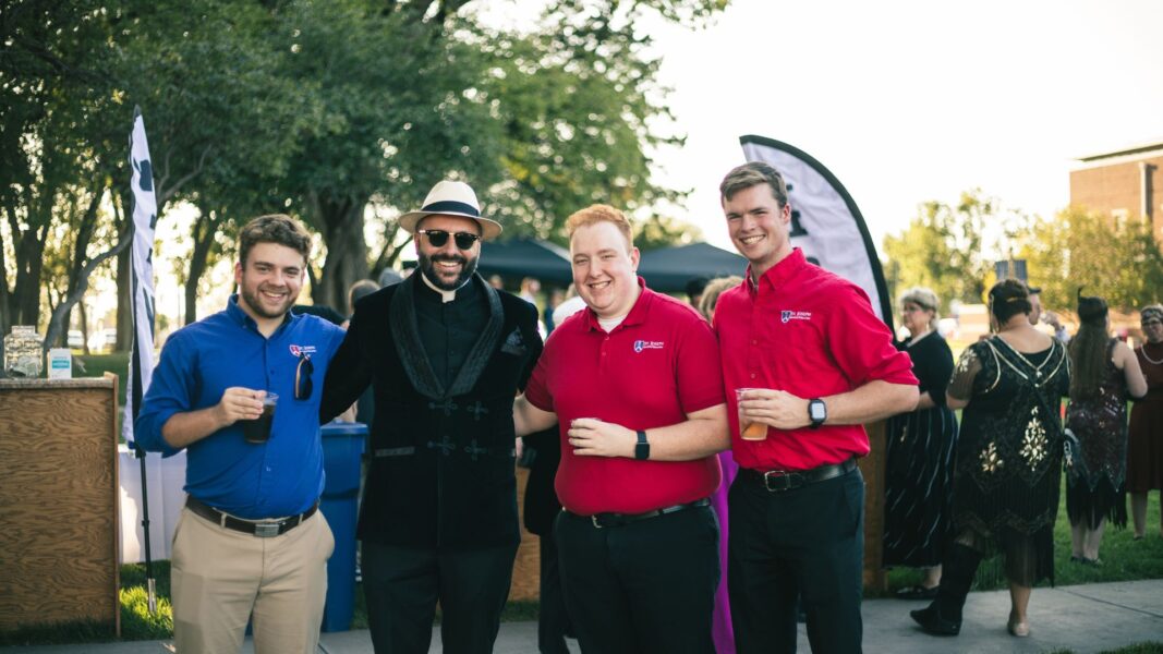 (From left to right) Seminarian Daniel Hayden, Newman Chaplain Father Ed Herzog, and seminarians Timmermeyer and Wemhoff.