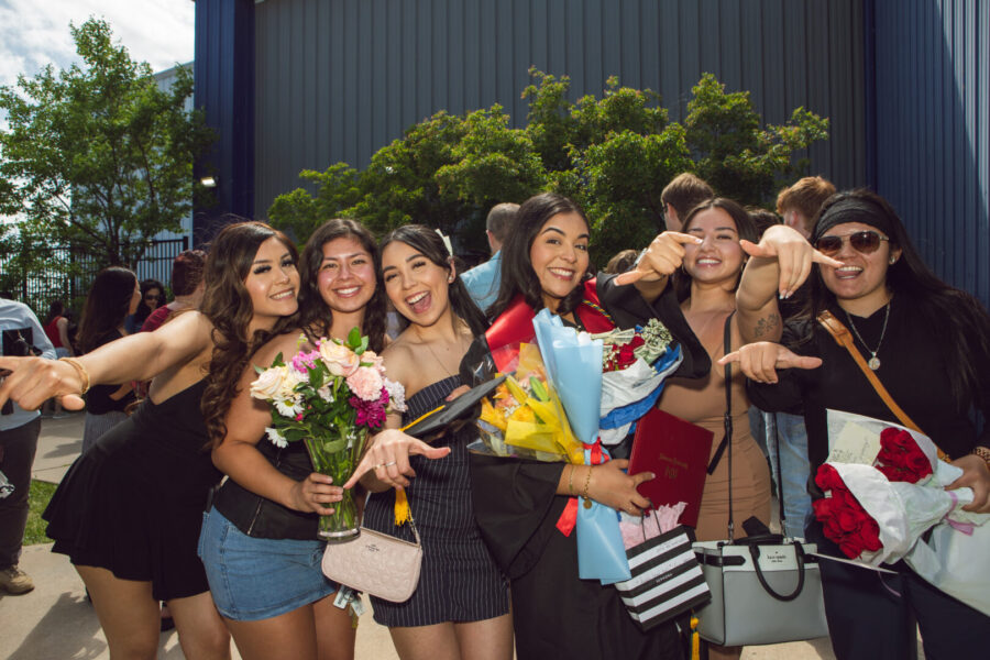 Rodriguez pictured in group photo with friends at Commencement