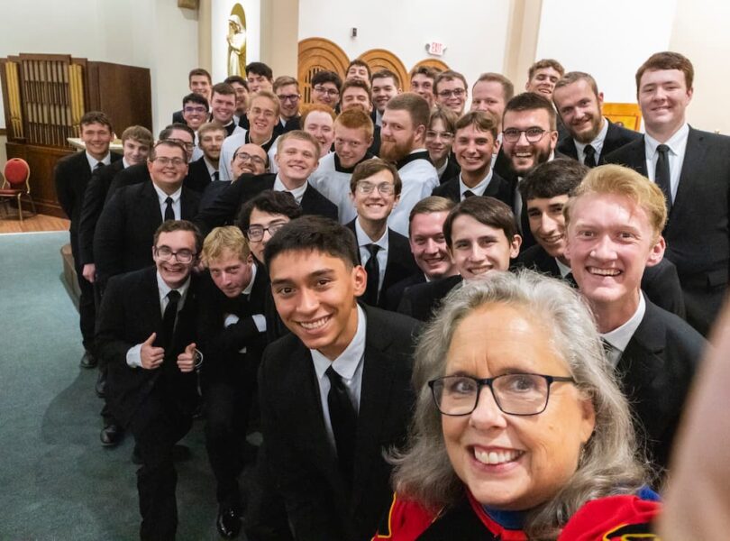 President Jagger takes a selfie with the Newman seminarians