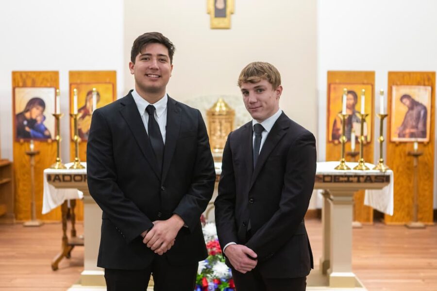 (From left to right) Seminarians Daniel Ordonez and John Szot of the Catholic Diocese of Dodge City