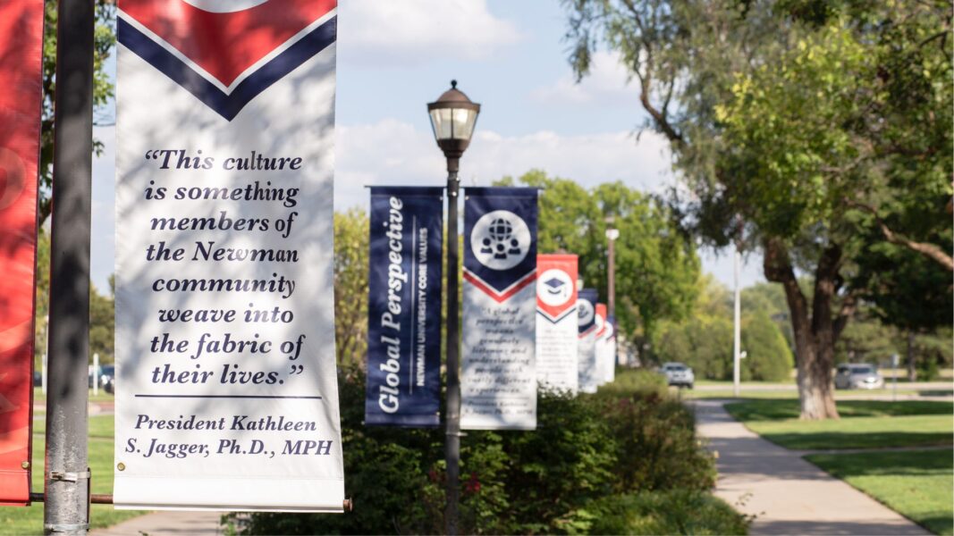 Pictures banners on Newman campus