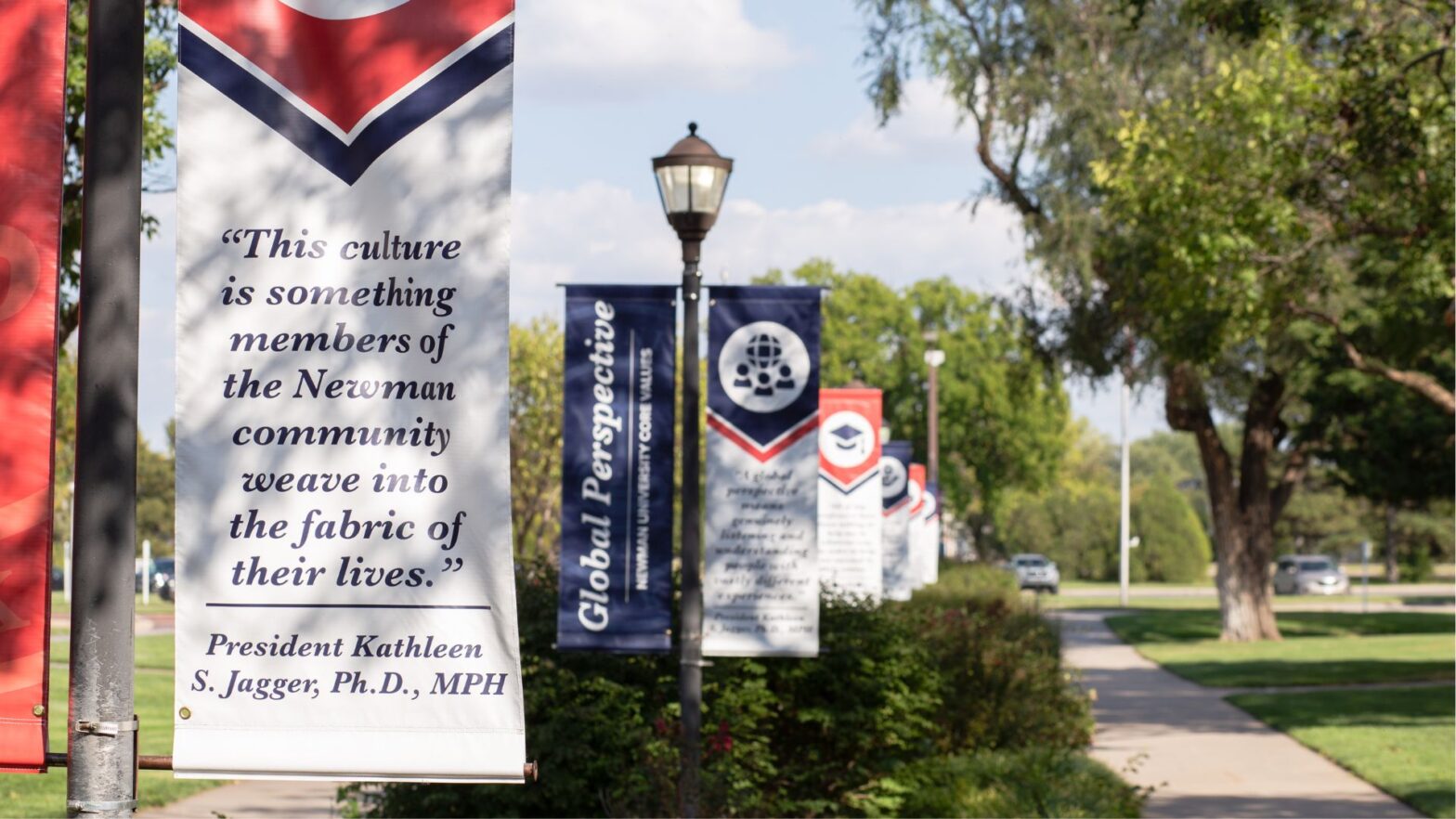 Pictures banners on Newman campus