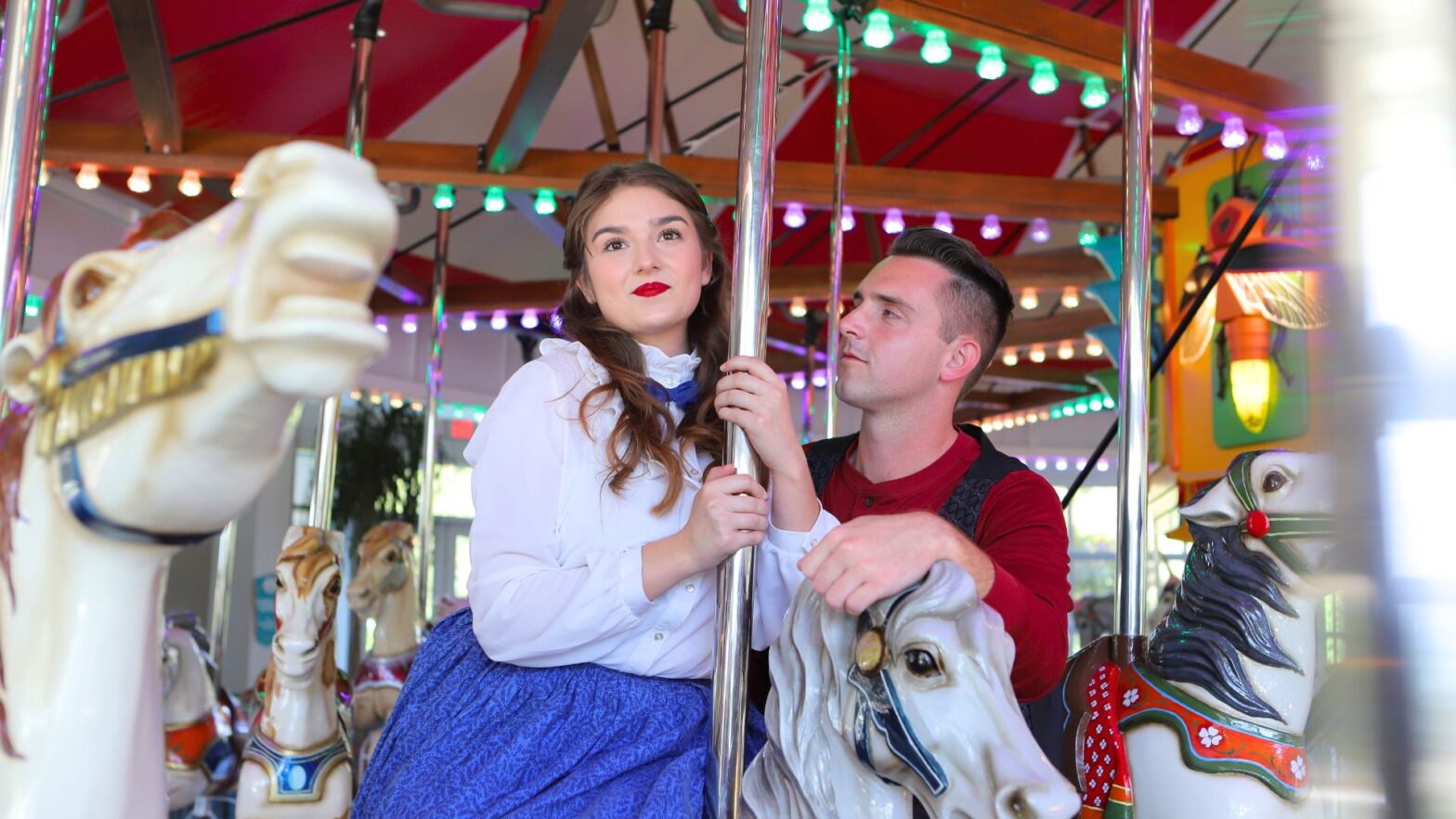 Actors Brown and Dutton of Newman's production of "Carousel" at Botancia, The Wichita Gardens