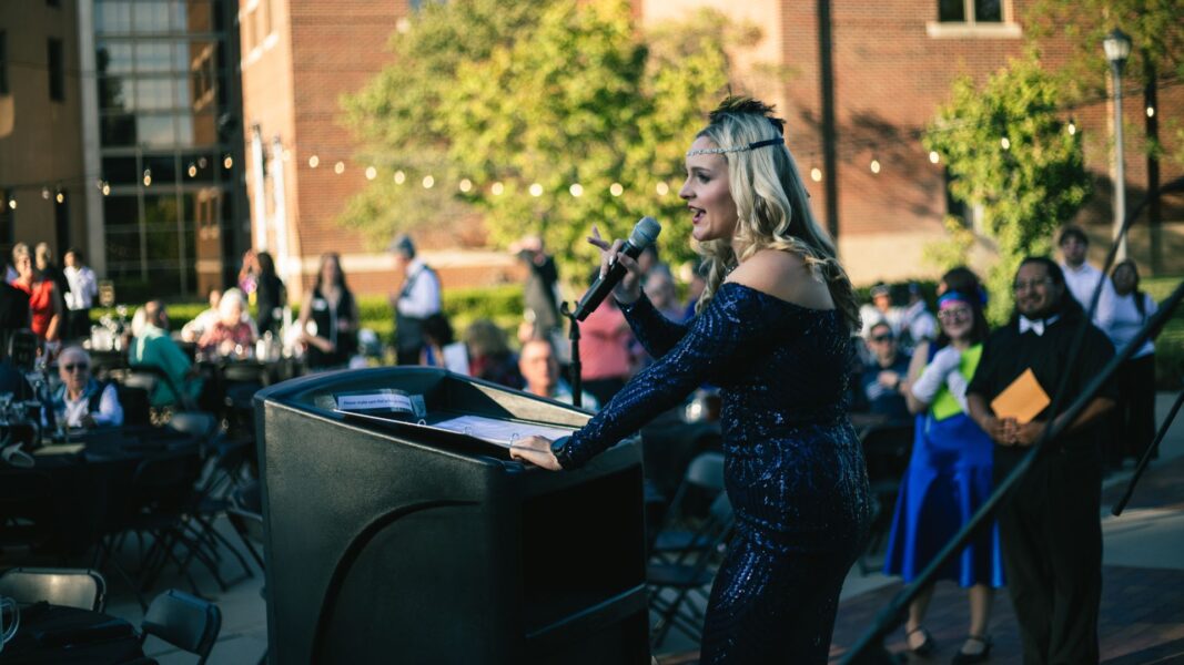 Courtney Klaus '20 took the stage as the 2025 emcee for Party on the Plaza.