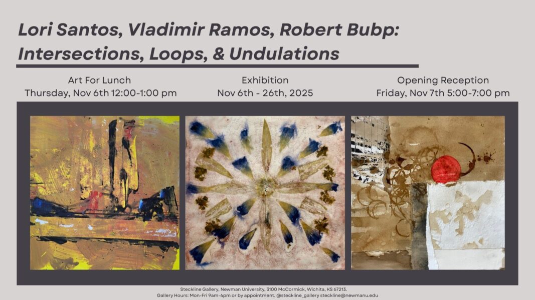 The Steckline Gallery exhibition will be on display Nov. 6-26. An Art for Lunch event, which includes a discussion with the artists and a pizza lunch for Newman students, will take place Nov. 6 from noon-1 p.m. All events are free and open to the public.