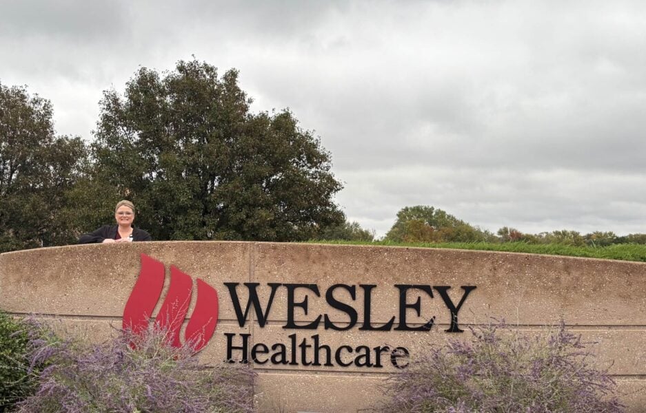 Pictures Tate by "Wesley Healthcare" sign outside 
