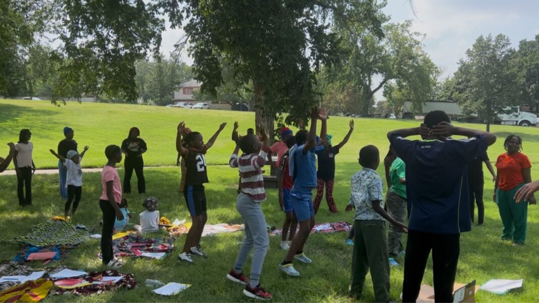 Students participate in outdoor activities as part of Bahati's capstone project in Fairmount Park.