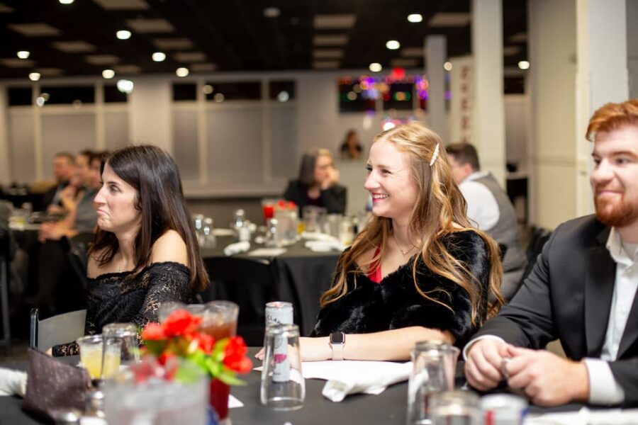 Faculty and their supporters listened as Stoltzfus reflected on the value of the teaching profession.