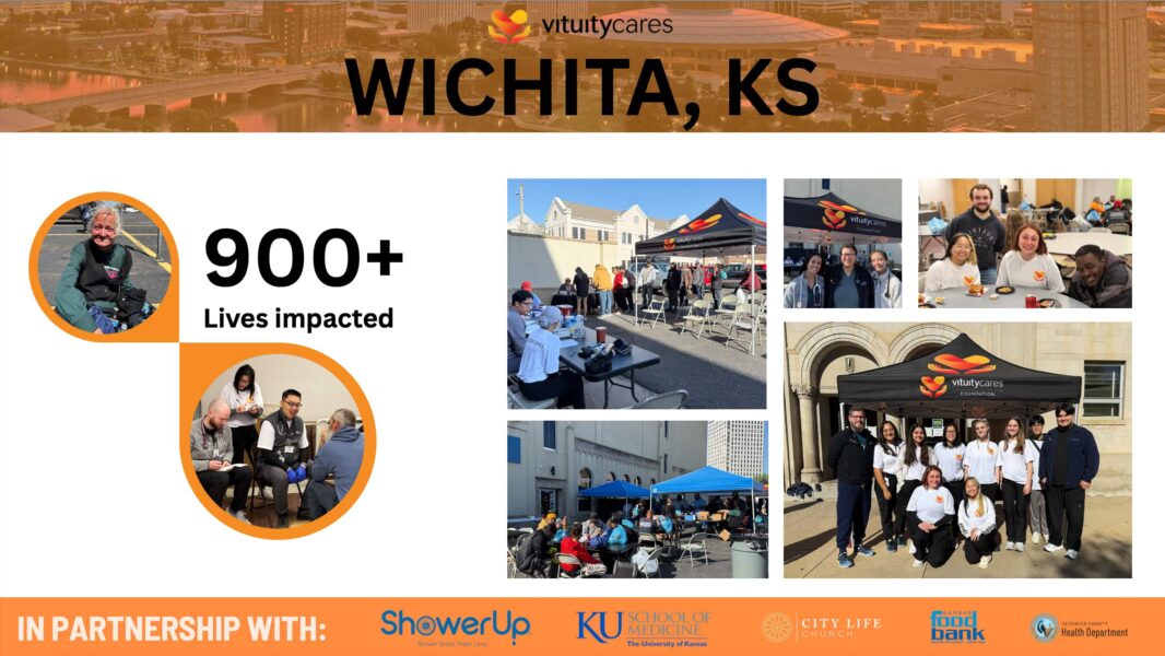 Ad showing VCF Wichita Pop-up Clinic name, pictures, and partners