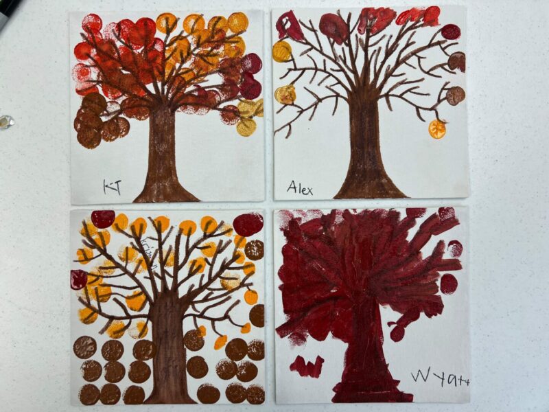 Fall tree paintings from "Fall into Art" event
