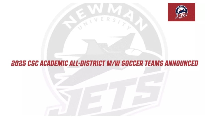 Graphic reads: 2025 CSC Academic All-District M/W soccer teams announced