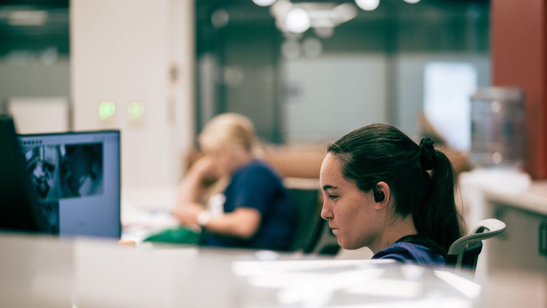 A student studies in the Student Success Center.