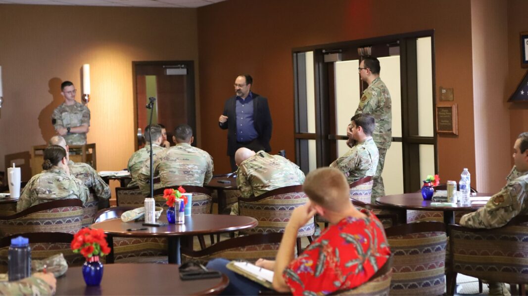 Cochran hosts a School of Business & Technology discussion with military men and women of McConnell Air Force Base in Wichita.